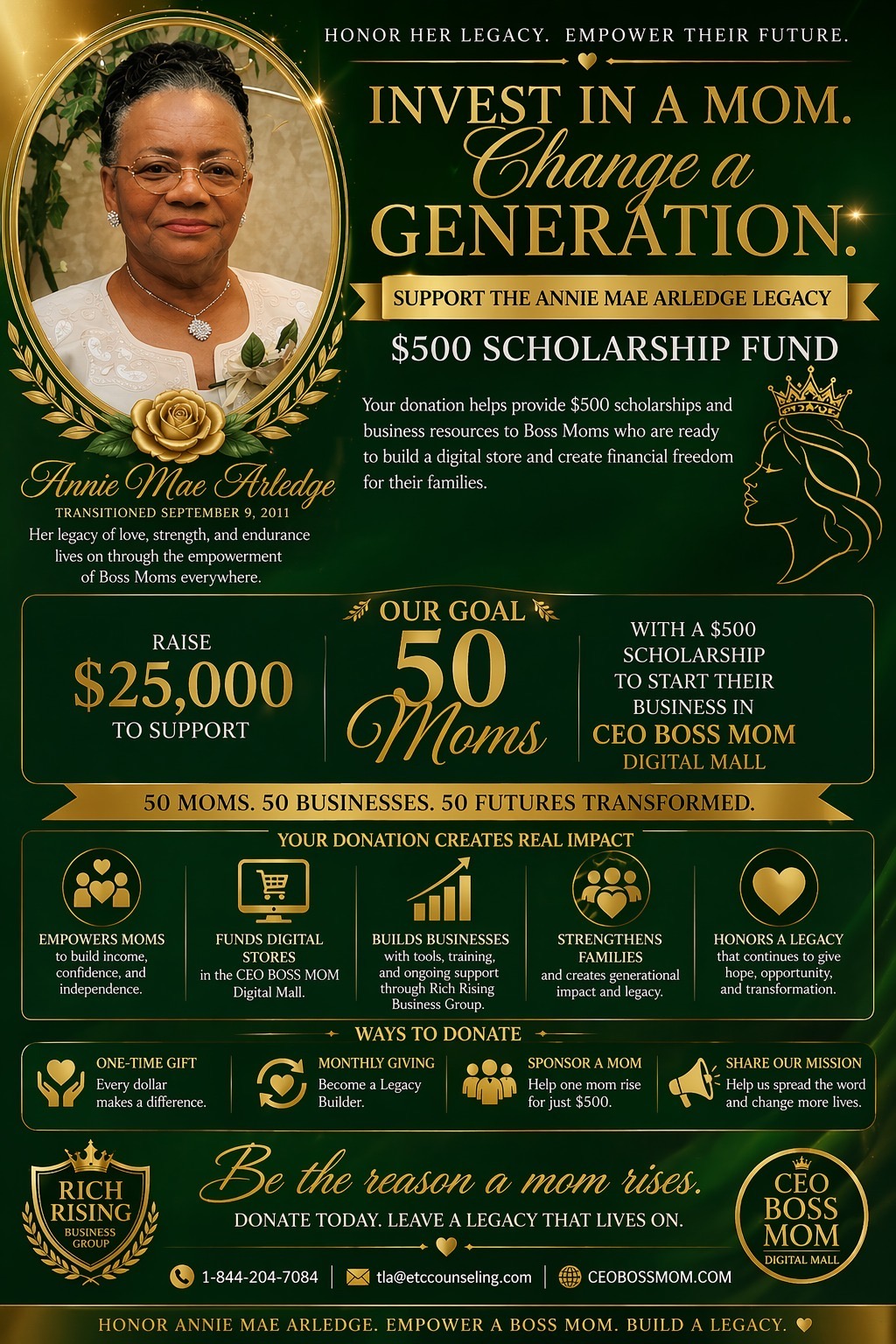 Invest in a Mom. Change a Generation. Donate